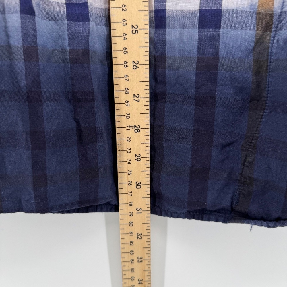 Gramicci Button Down Shirt Mens LG Blue Tan Plaid Ombre Short Sleeve Cotton - Picture 7 of 7